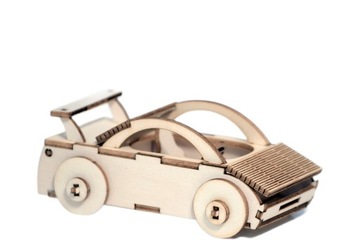Mini samochód, drewniane puzzle 3D składanka