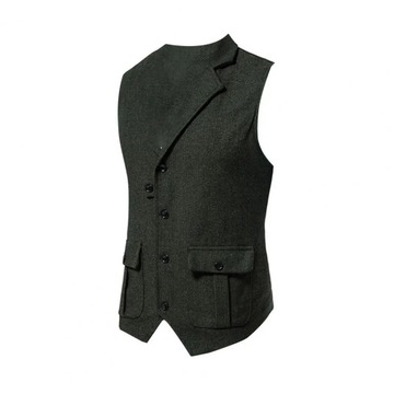 Мужской костюм, жилет, однотонный жилет с отложным воротником, пальто