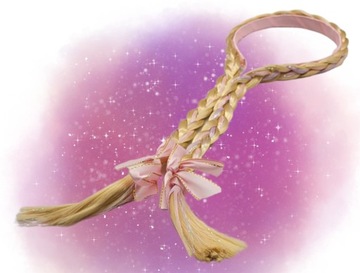 Косы, светлые волосы, ОБОДОК, БАНКИ, розовый, комплект