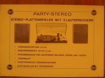 Instrukcja obsługi gramofon Party-Stereo Unitra