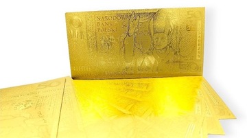 Позолоченная коллекционная банкнота номиналом 50 злотых «Иоан Павел II»