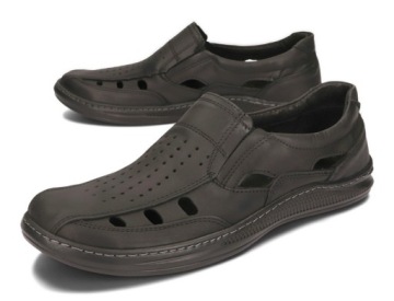 PÓŁBUT SANDAŁ MOKASYN SKÓRA POLSKIE 185 CZARNY 44