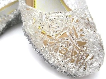 BUTY BALETKI SANDAŁKI PANTOFELKI KSIĘŻNICZKI ELZA ELSA SREBRNE 26