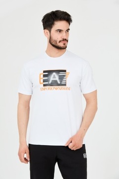 EA7 Biały t-shirt z holograficznym logo S