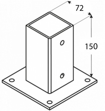 ОСНОВАНИЕ СТОЙКИ ПРИВИНЧЕННОЕ К БЕТОНУ PSP70 72x150x1,8 КВАДРАТ DOMAX