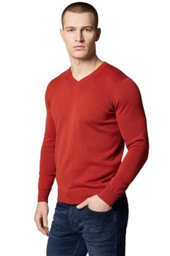 Sweter Męski Ceglasty Bawełniany V-neck Próchnik PM6 L