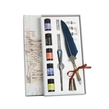 1PCS Glass Pen Ink Mercury Sky Dip Crystal Pen Feather Set Student Hand