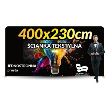 Ścianka Reklamowa Tekstylna 400x230cm Nadruk Projekt jednostronna