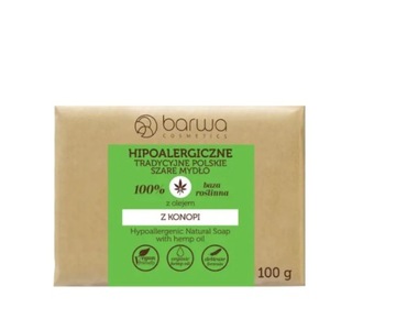 BARWA Hipoalergiczne Tradycyjne Mydło SZARE z olejem z Konopi,100g