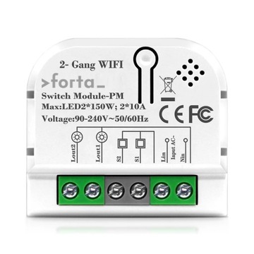 Przekaźnik dopuszkowy z pomiarem energii WiFi PODWÓJNY TUYA
