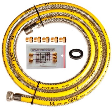 Wąż stalowy na gaz ziemny PRZEWÓD ELASTYCZNY GAZOWY + Dysze - 100 cm 1m