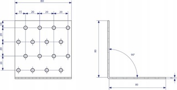 Соединитель столярный угольник КМ9 80х80х80х2 50 шт.