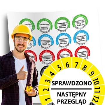 Naklejki inspekcyjne kontrolki etykiety 30mm 48szt. Żółte