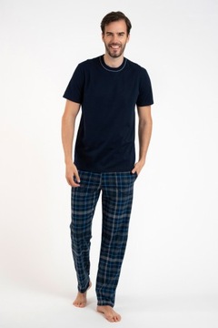 Piżama męska Italian Fashion Ruben kr. rękaw dł. spodnie granatowy r. XXL
