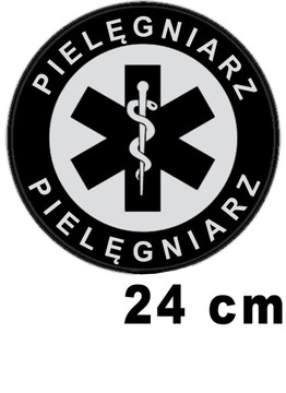 PIELĘGNIARZ naszywka emblemat odblaskowy z nadrukiem 24 cm