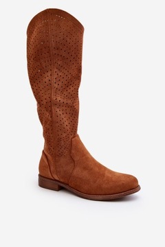 АЖУРНЫЕ БОТИНКИ ЖЕНСКИЕ НА ПЛОСКОЙ КАБЛУКЕ S.BARSKI HY66-150 CAMEL 41