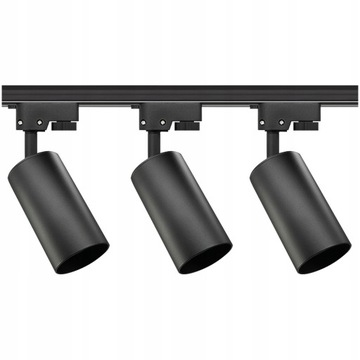 3x OŚWIETLENIE SZYNOWE SUFITOWE MOCNA LED LAMPA GU10 WISZĄCA + CZARNA SZYNA
