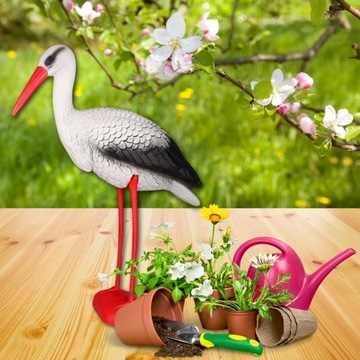 FIGURA OGRODOWA FIGURKA DEKORACJA BOCIAN STOJĄCY DO OGRODU DUŻY XXL