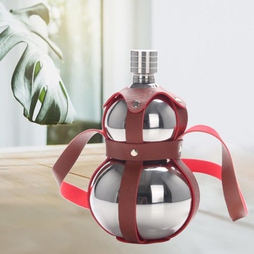 Негерметичная фляга для вина в форме тыквы, кожаный чехол, 500 мл 1,5 л, серебро