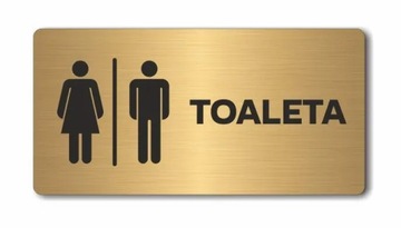 TOALETA | Tabliczka informacyjna, nierdzewna ZŁOTA| Druk UV na płycie