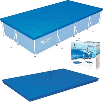 OSŁONA NA BASEN BESTWAY PROSTOKĄTNA 410x211 CM DUŻA POKRYWA PLANDEKA OGRÓD