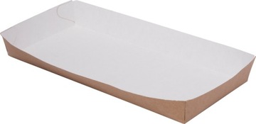 ECO tacka papierowa prostokątna brązowo-biała 20x9x2.5cm - 100szt.