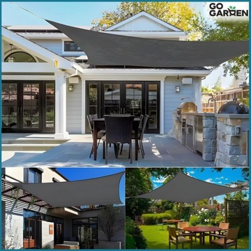 Żagiel zacieniacz markiza przeciwsłoneczna wodoodporna uv szara ogród 6x3 m