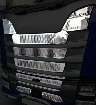 SCANIA NEXT GEN S GRILL NIERDZEWNY CHROM MODEL BEZ HALOGENÓW NAKŁADKA DEKOR