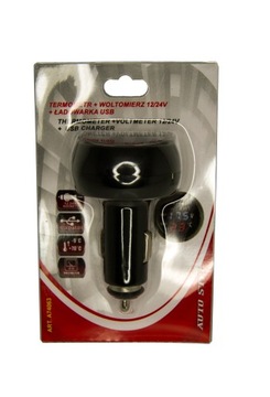 Вольтметр 12 В 24 В внутренний термометр USB зарядное устройство гнездо прикуривателя