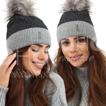 CZAPKA DAMSKA ZIMOWA CIEPŁA WYGODNA GRUBA KOBIECA SPORTOWA OŁÓWKOWA 2454