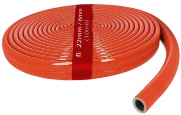 IZOLACJA OTULINA NA RURĘ PEX MIEDZIANĄ WĘGLOWĄ FI 22/6mm CZERWONA KRĄG 10m