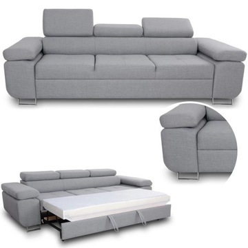 SOFA KANAPA ROZKŁADANA do spania 3 osobowa POJEMNIK SPRĘŻYNY FALISTE KOLORY