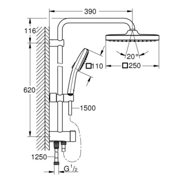 Душевой набор 100% GROHE 2 струи, Easy Clean 26698001