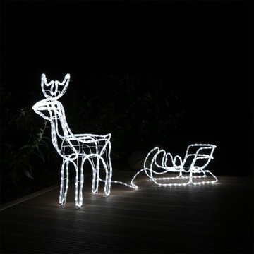 ZAPRZĘG RENIFER+SANIE ŚWIECĄCY LED 3D+ FLASH BŁYSK