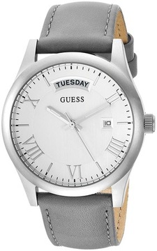 ZEGAREK GUESS DAMSKI SZARY PASEK SKÓRA SREBRNY U0986L2 KOPERTA 38MM