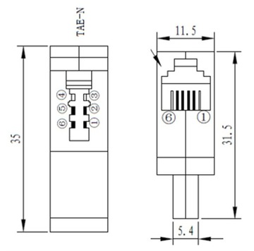 Адаптер TAE RJ11 Разъем RJ14