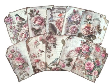 ZESTAW PAPIERÓW DEKORACYJNYCH SCRAPBOOKING 30ARK KWIATY RÓŻE