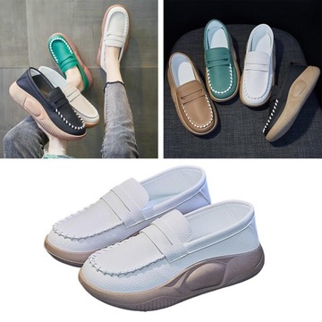 Damskie buty na co dzień Lekkie modne platformy Slip On Sneaker Beżowy 37