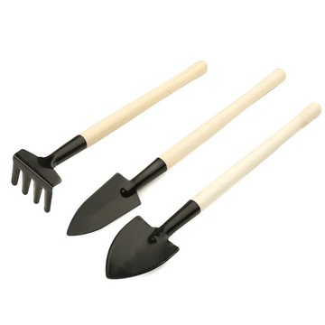 Garden Tool Set Wooden Handle Iron Head Handheld Shovel Trowel Fork Multi-T