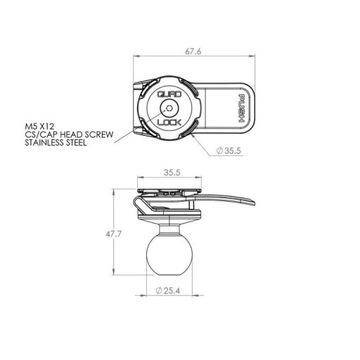 Адаптер QUAD LOCK с монтажным шариком 1 дюйм (V2), черный