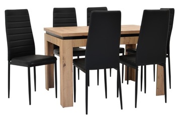 6 x nowoczesne czarne krzesła TAPICEROWANE loft stół DĄB artisan do salonu