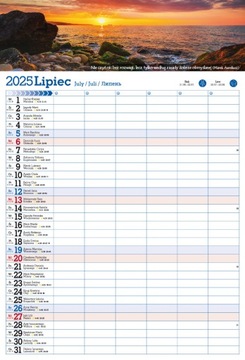KALENDARZ 2025 PLANER NOTATNIK ORGANIZER z miejscem na notatki dla 6osób
