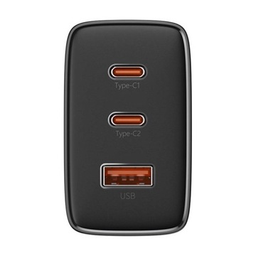 ИСТОЧНИК ПИТАНИЯ БЫСТРОГО СЕТЕВОГО ЗАРЯДНОГО УСТРОЙСТВА BASEUS 2X USB-C + USB PD 3.0 QC 3.0 65 Вт