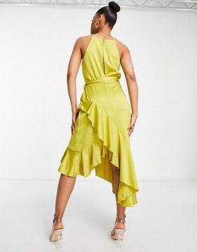 Style Cheat Limonkowa sukienka kopertowa midi 34