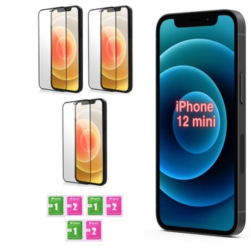 3x Szkło Hartowane 9D do Iphone 12 MINI CAŁY EKRAN