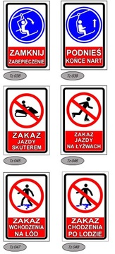 Tabliczka na Stok Narciarski Trasa do Nauki Jazdy i Inne Tabliczki Zimowe
