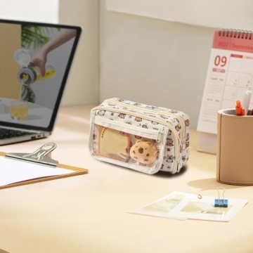 Большой 9-панельный пенал в виде капибары Бежевого цвета с 25 аксессуарами | 22 х 13 см