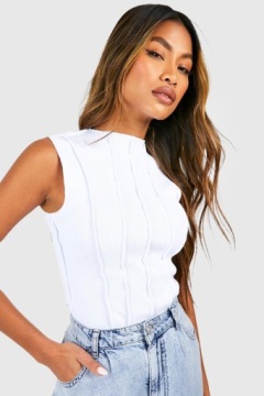 БЕЛОЕ БОДИ BOOHOO С ДЕКОРАТИВНЫМИ ШВАМИ R.XL L153014