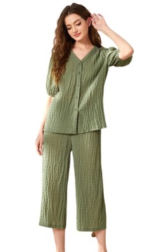 SHEIN ZIELONA PIŻAMA DAMSKA KOMPLET PASKI 44 VBK