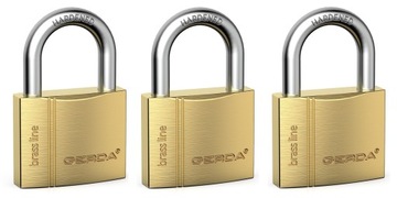 GERDA BRASS LINE 3 KŁÓDKI SYSTEM JEDNEGO KLUCZA 50